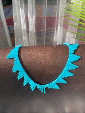 Turquoise Spike Beaded Necklace - Women Jewelry